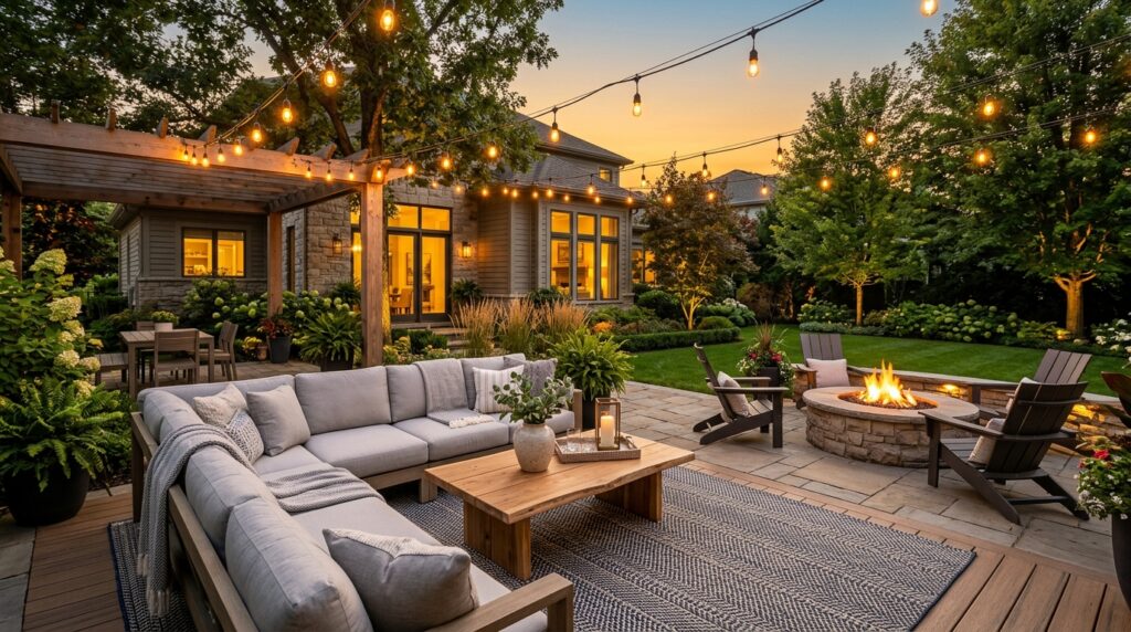 Outdoor string lights for patio makeover