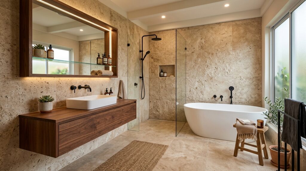 Modern bathroom lighting ideas with LED mirror